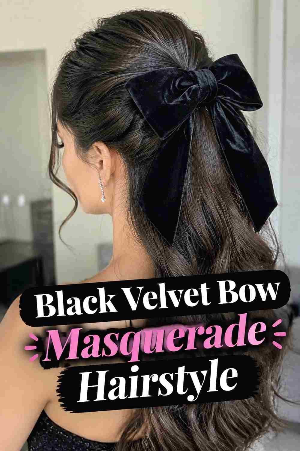 13. Black Velvet Bow Masquerade Hairstyle