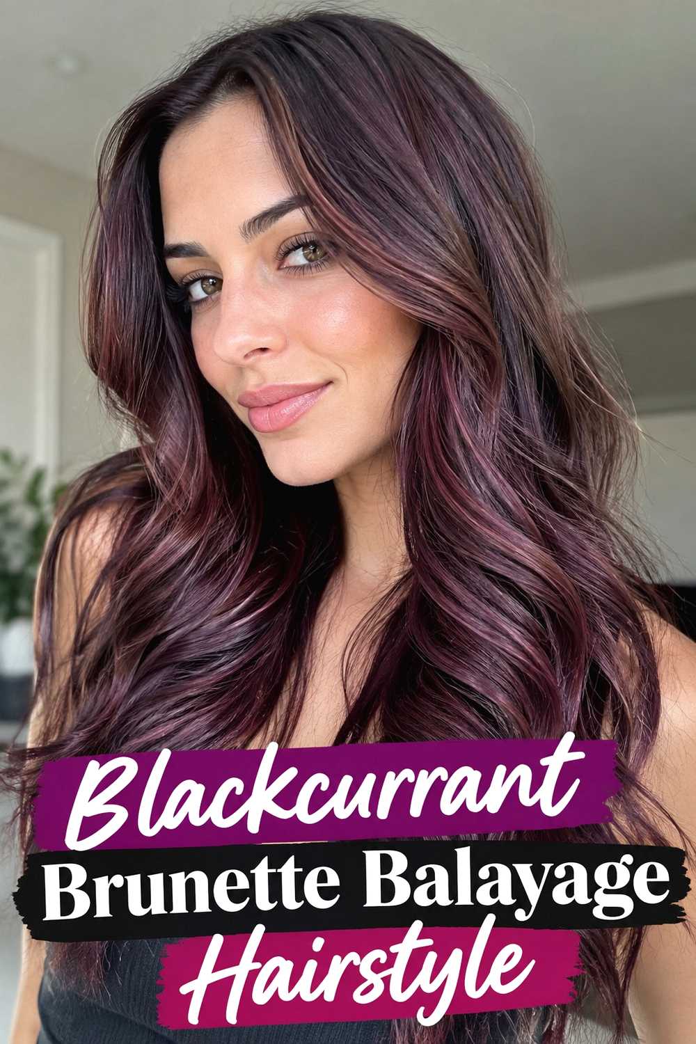 2. Blackcurrant Brunette Balayage Hairstyle