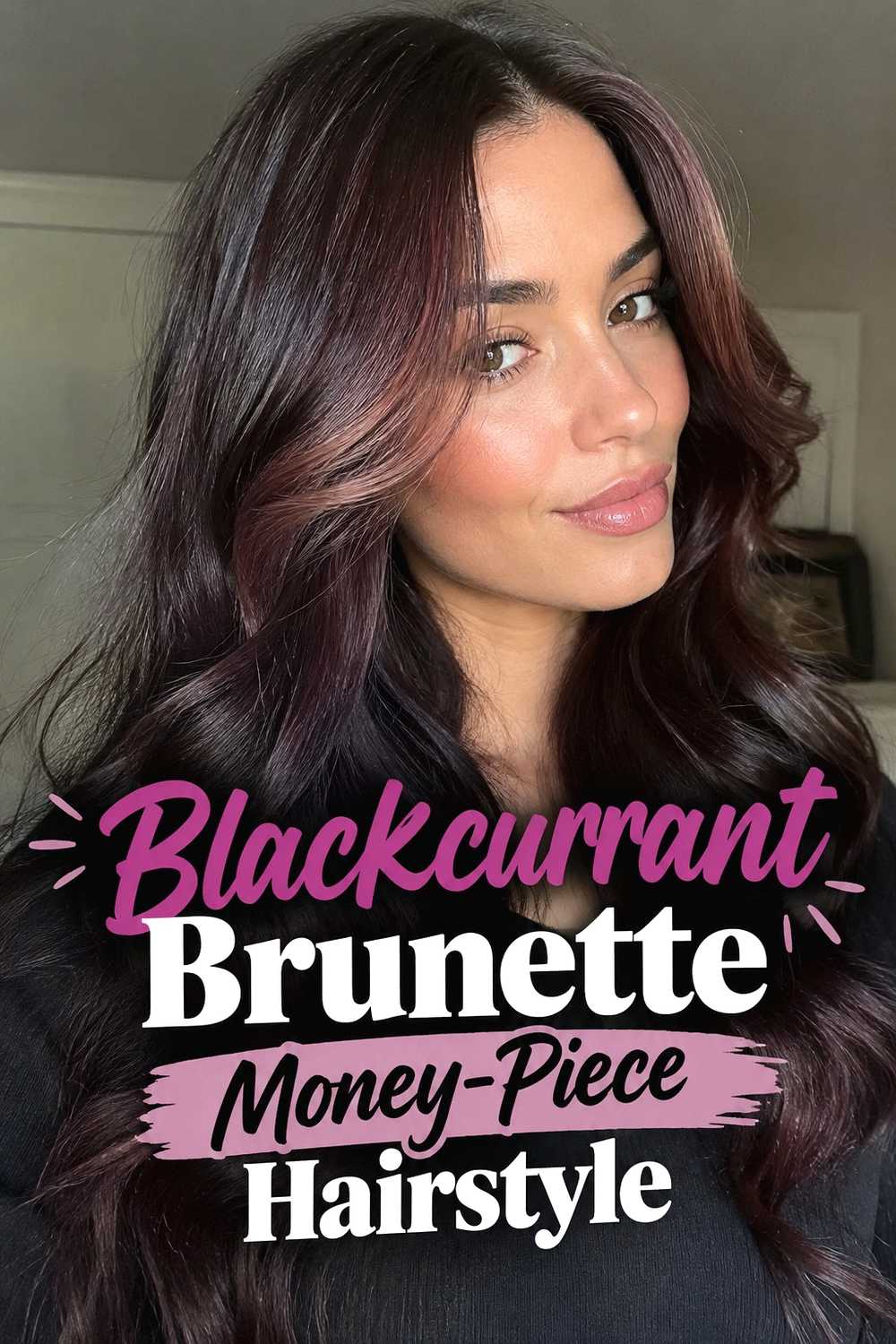 6. Blackcurrant Brunette Money Piece Hairstyle