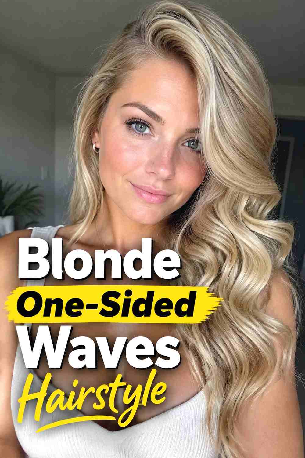 8. Blonde One Sided Waves Hairstyle