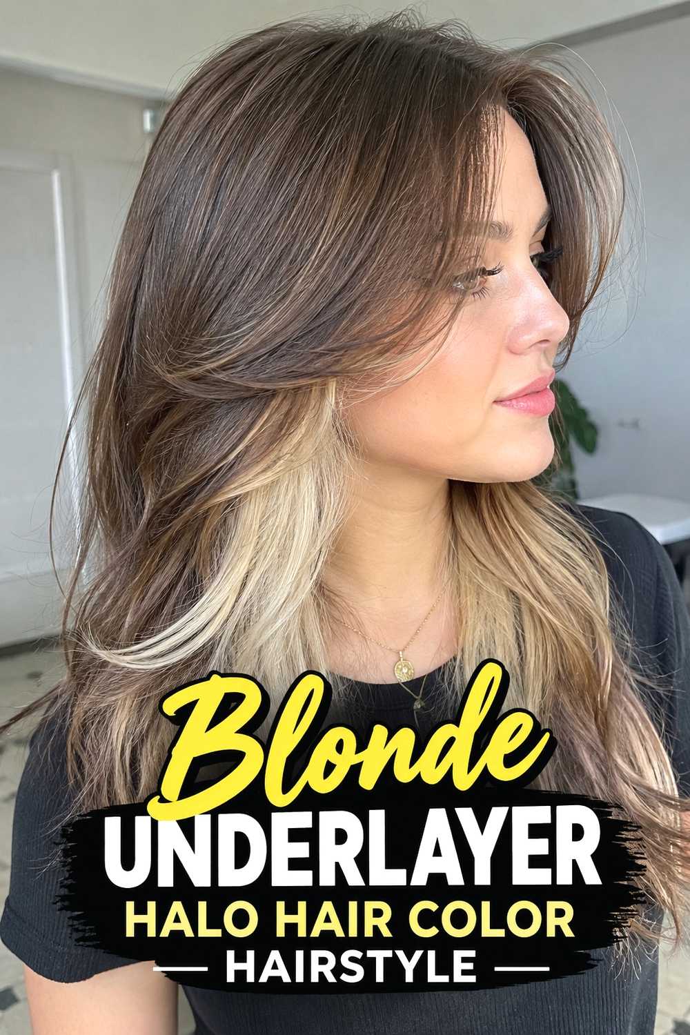 2. Blonde Underlayer Halo Hair Color Hairstyle