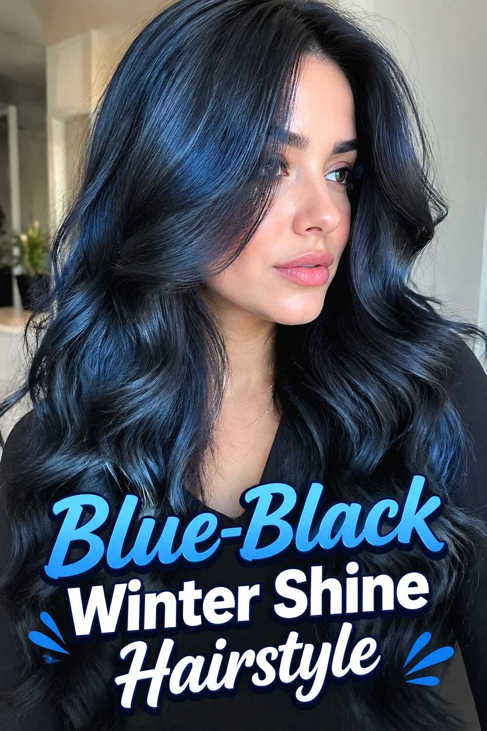 8. Blue Black Winter Shine Hairstyle
