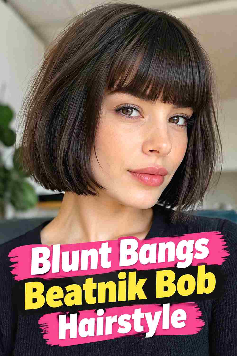 2. Blunt Bangs Beatnik Bob Hairstyle