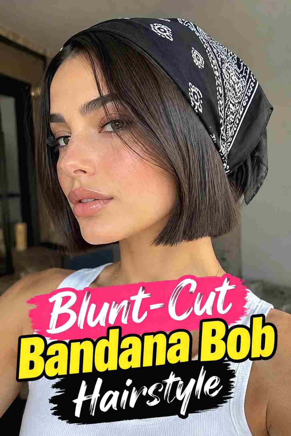 8. Blunt Cut Bandana Bob Hairstyle