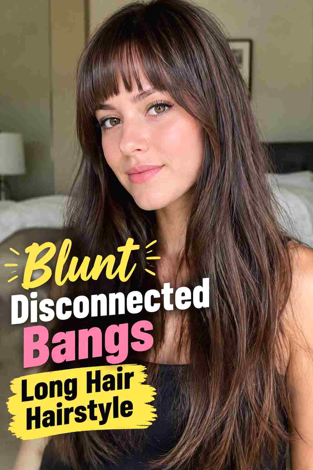 1. Blunt Disconnected Bangs Long Hair Hairstyle