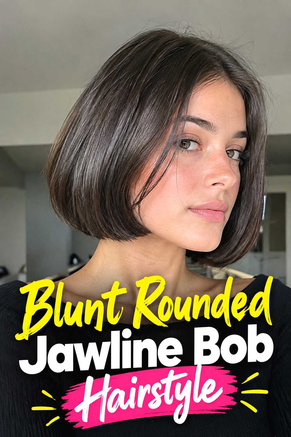 7. Blunt Rounded Jawline Bob Hairstyle
