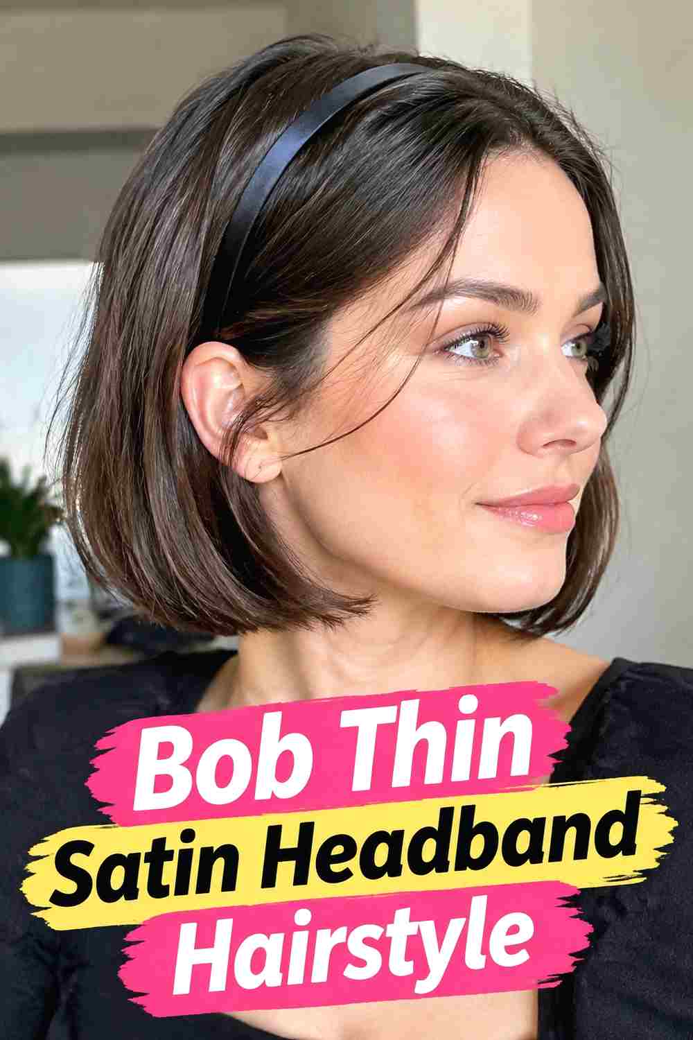 8. Bob Thin Satin Headband Hairstyle