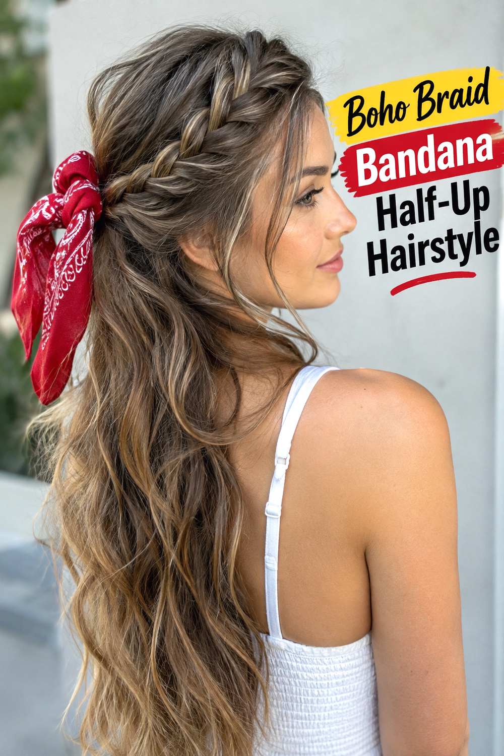 Boho Braid Bandana Half-Up Hairstyle