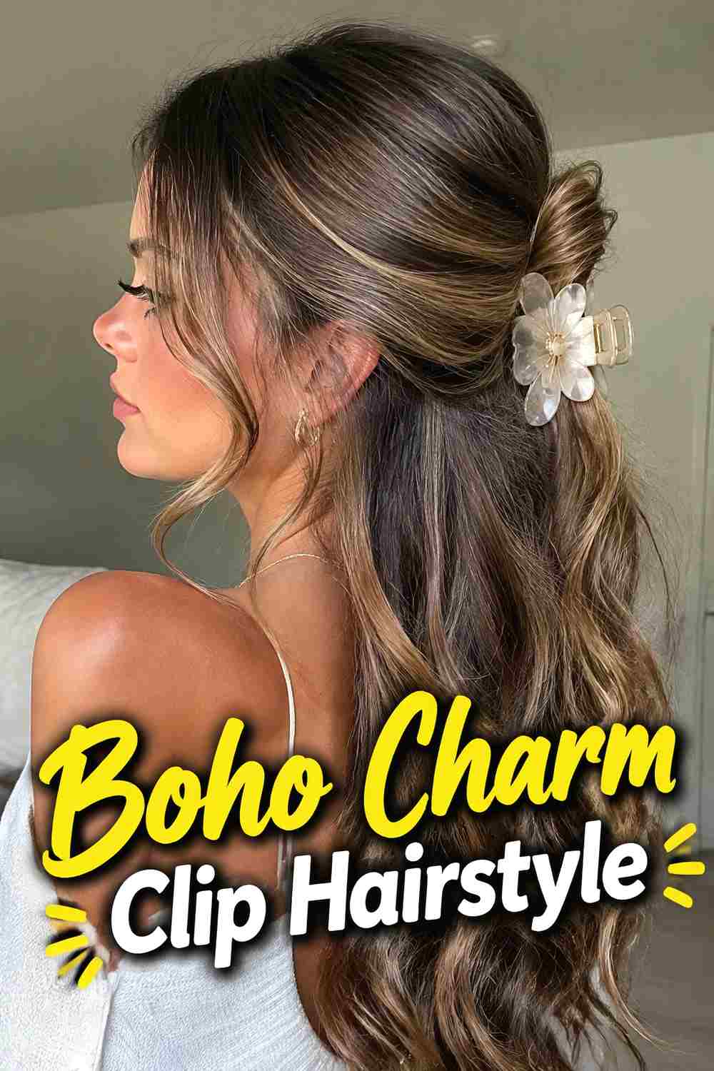 17. Boho Charm Clip Hairstyle