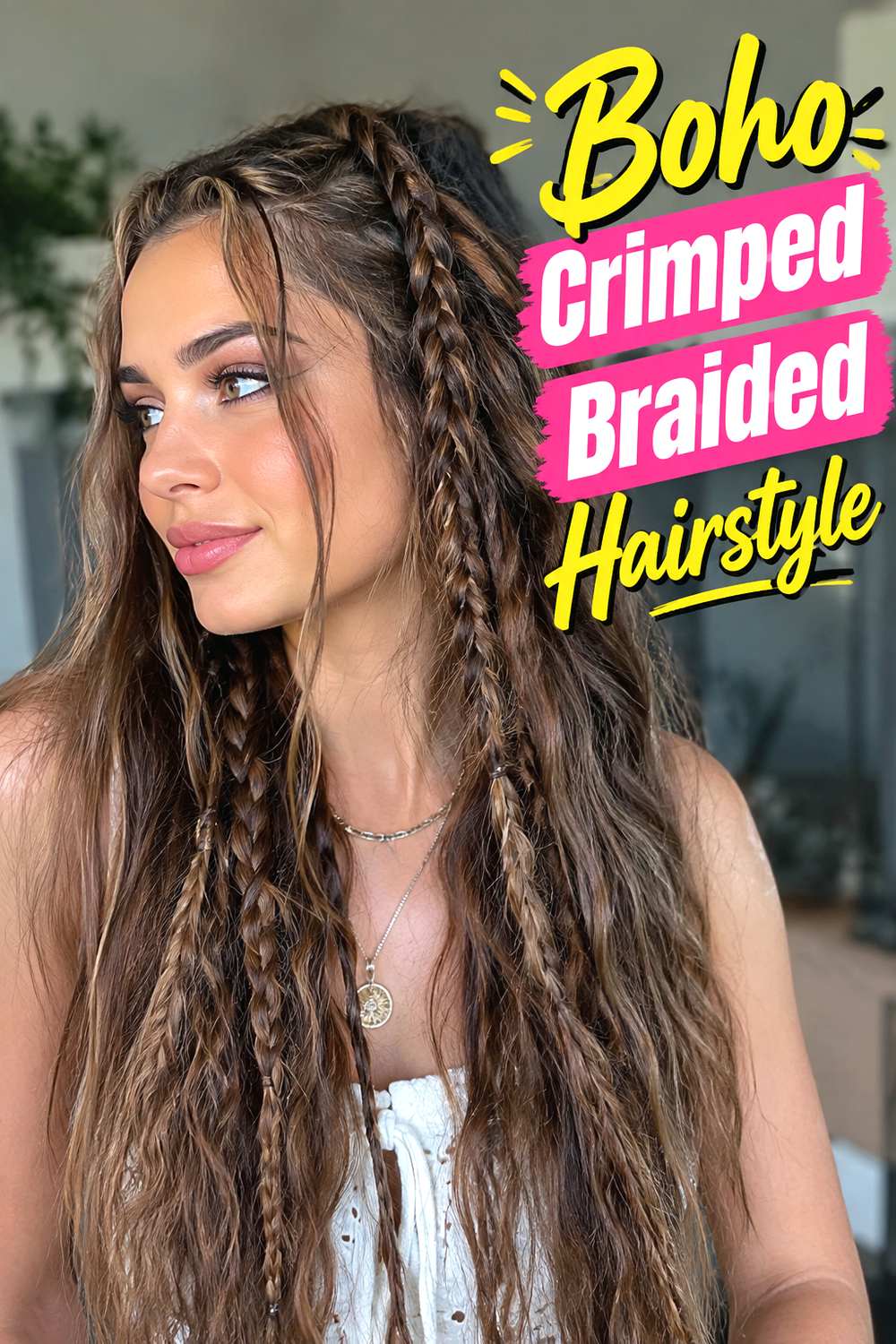 Boho Crimped Braided Hairstyle