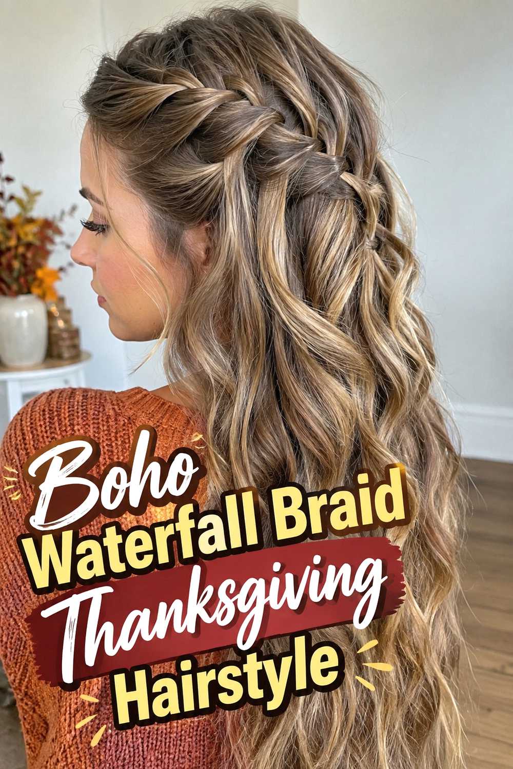 10. Boho Waterfall Braid Thanksgiving Hairstyle
