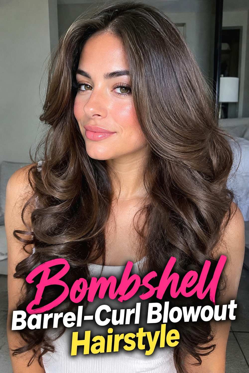 10. Bombshell Barrel Curl Blowout Hairstyle