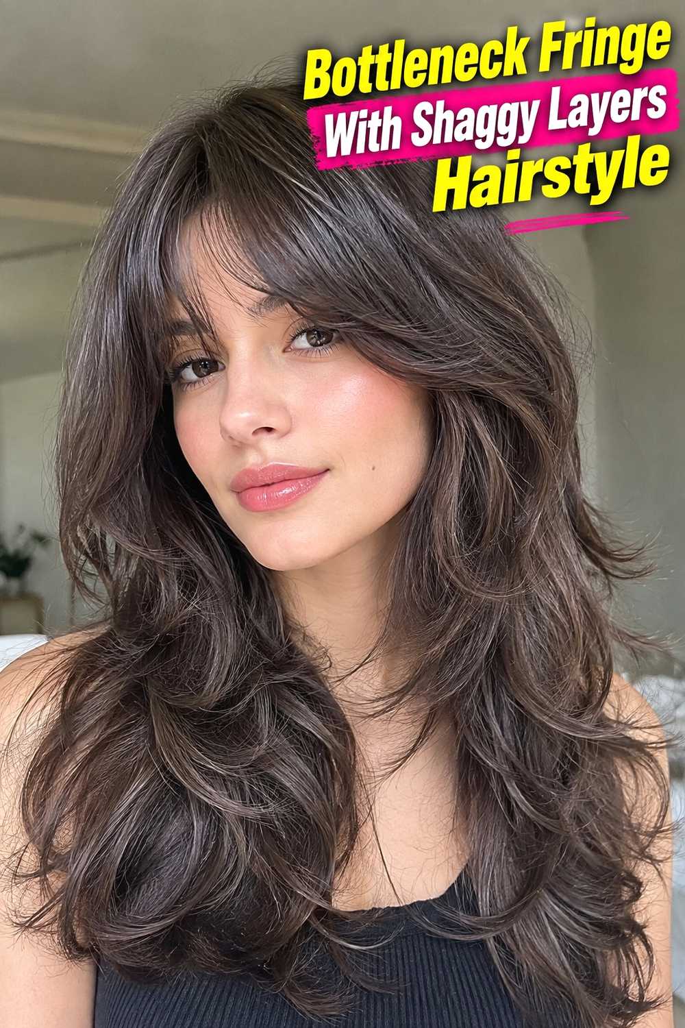 11. Bottleneck Fringe With Shaggy Layers Hairstyle