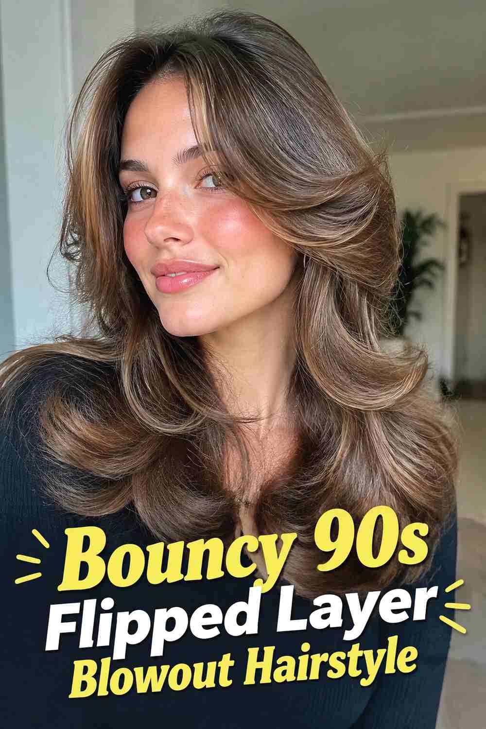 9. Bouncy 90s Flipped Layer Blowout Hairstyle