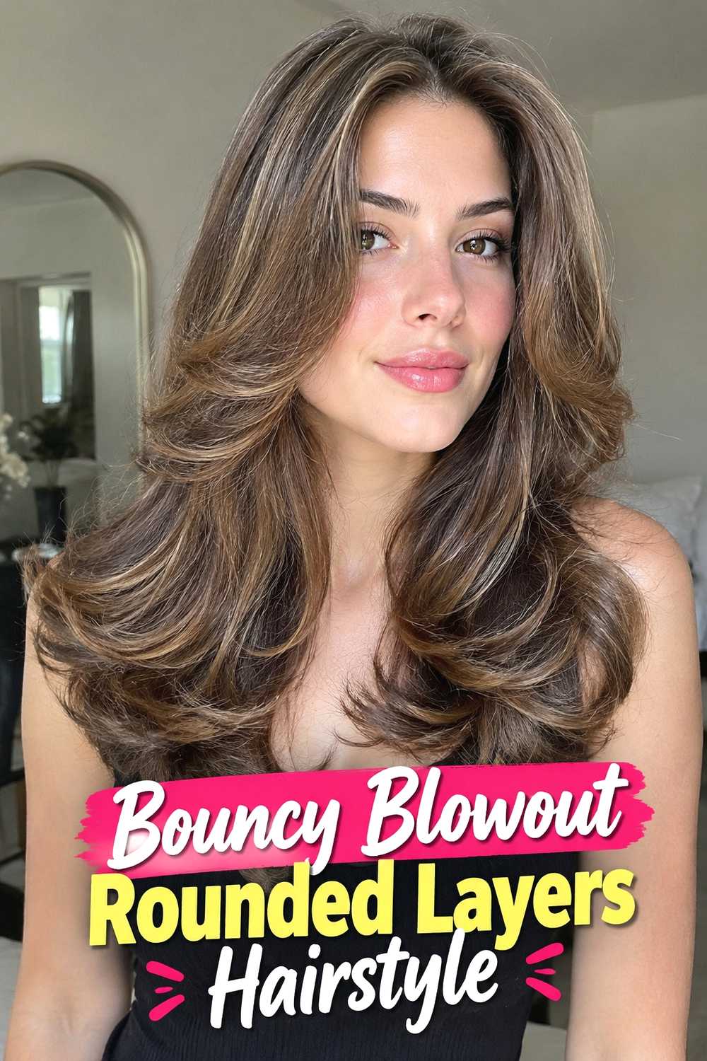 8. Bouncy Blowout Rounded Layers Hairstyle