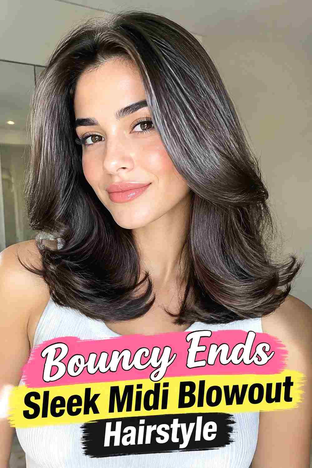 11. Bouncy Ends Sleek Midi Blowout Hairstyle