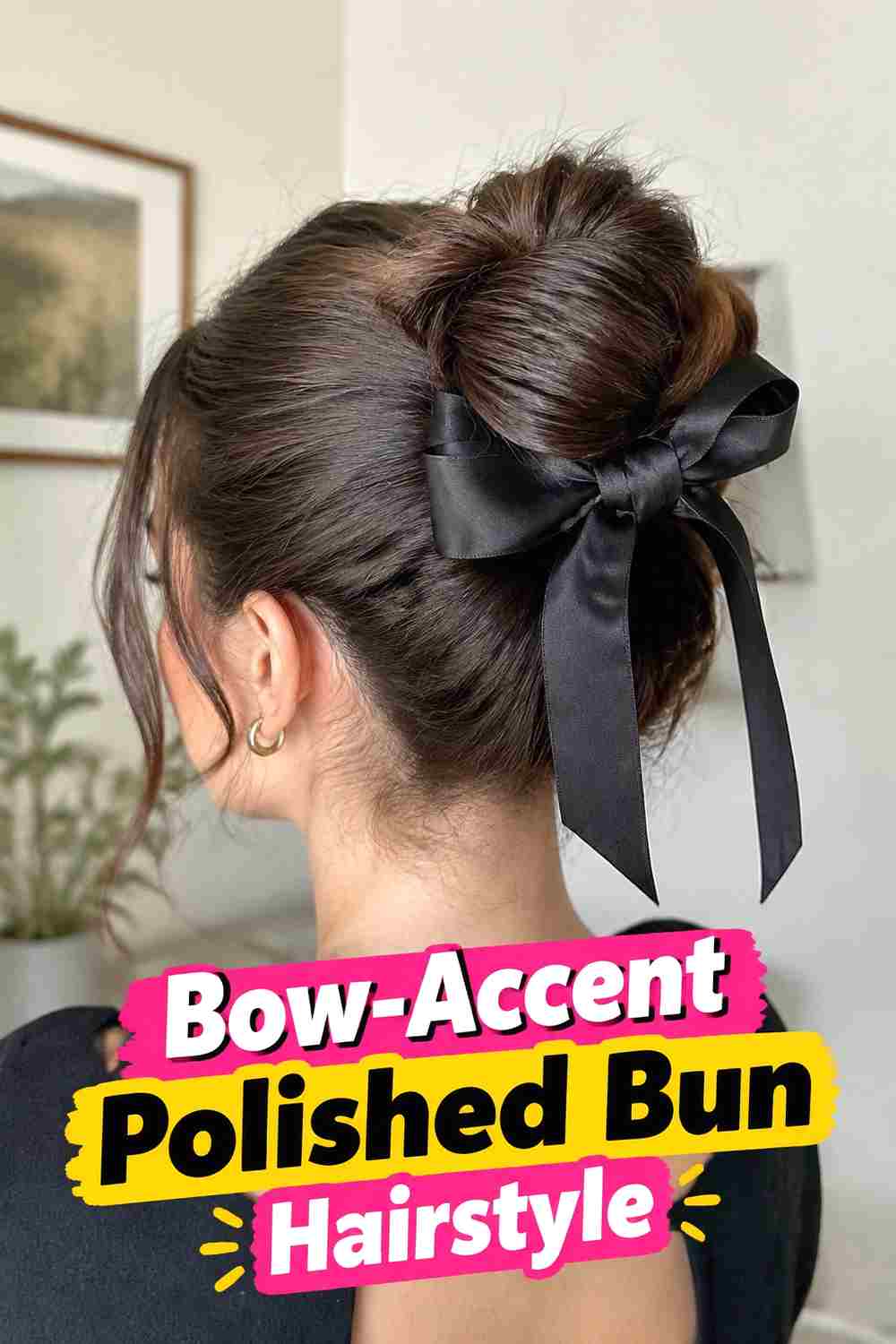 15. Bow Accent Polished Bun Hairstyle