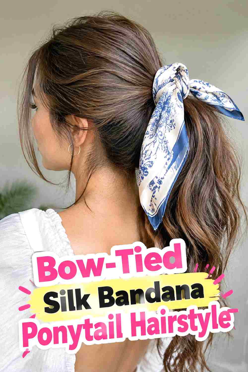 10. Bow Tied Silk Bandana Ponytail Hairstyle
