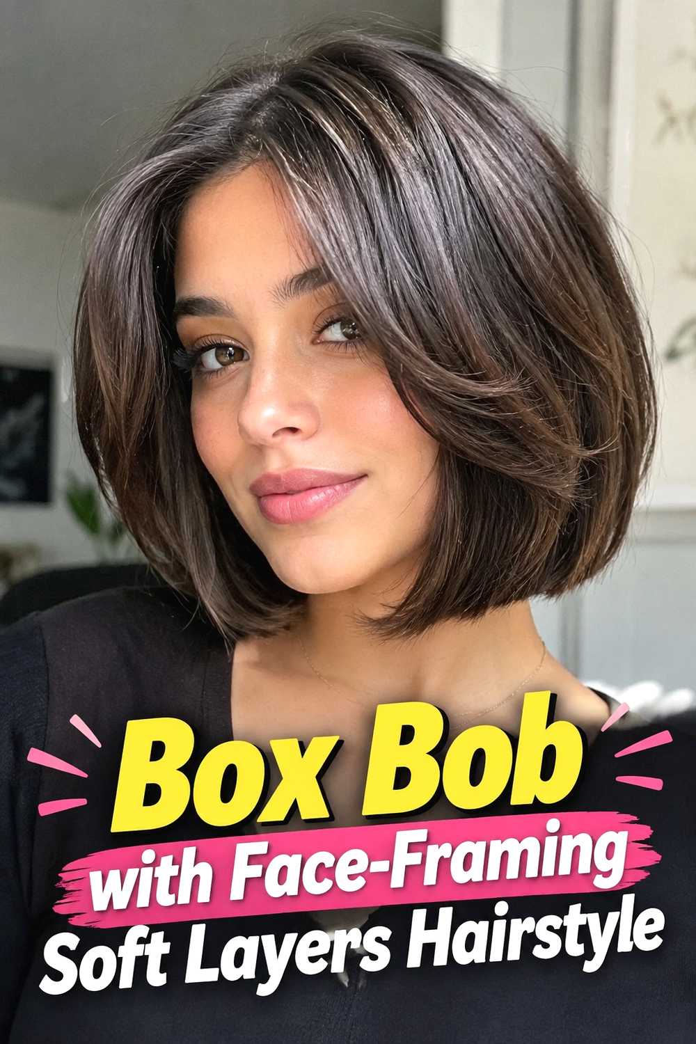 5. Box Bob With Face Framing Soft Layers Hairstyle