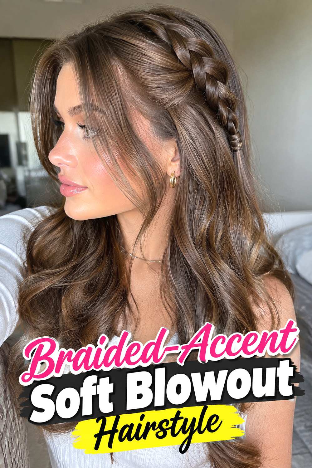Braided-Accent Soft Blowout Hairstyle
