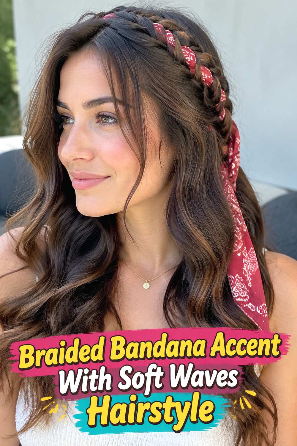 Braided Bandana Accent With Soft Waves Hairstyle