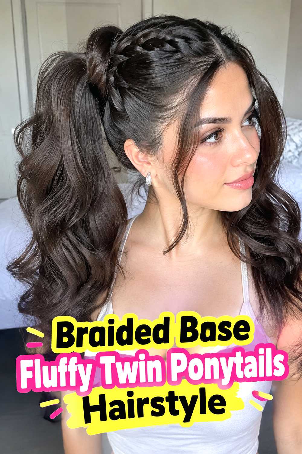 Braided Base Fluffy Twin Ponytails Hairstyle