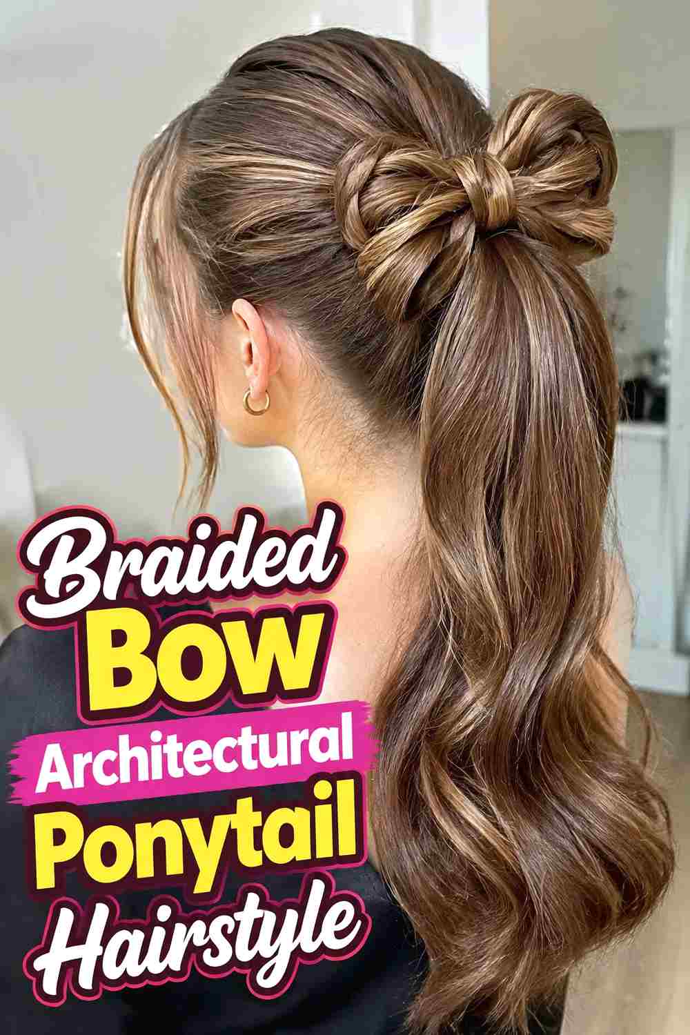 15. Braided Bow Architectural Ponytail Hairstyle