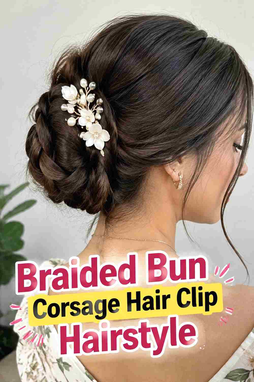 3. Braided Bun Corsage Hair Clip Hairstyle
