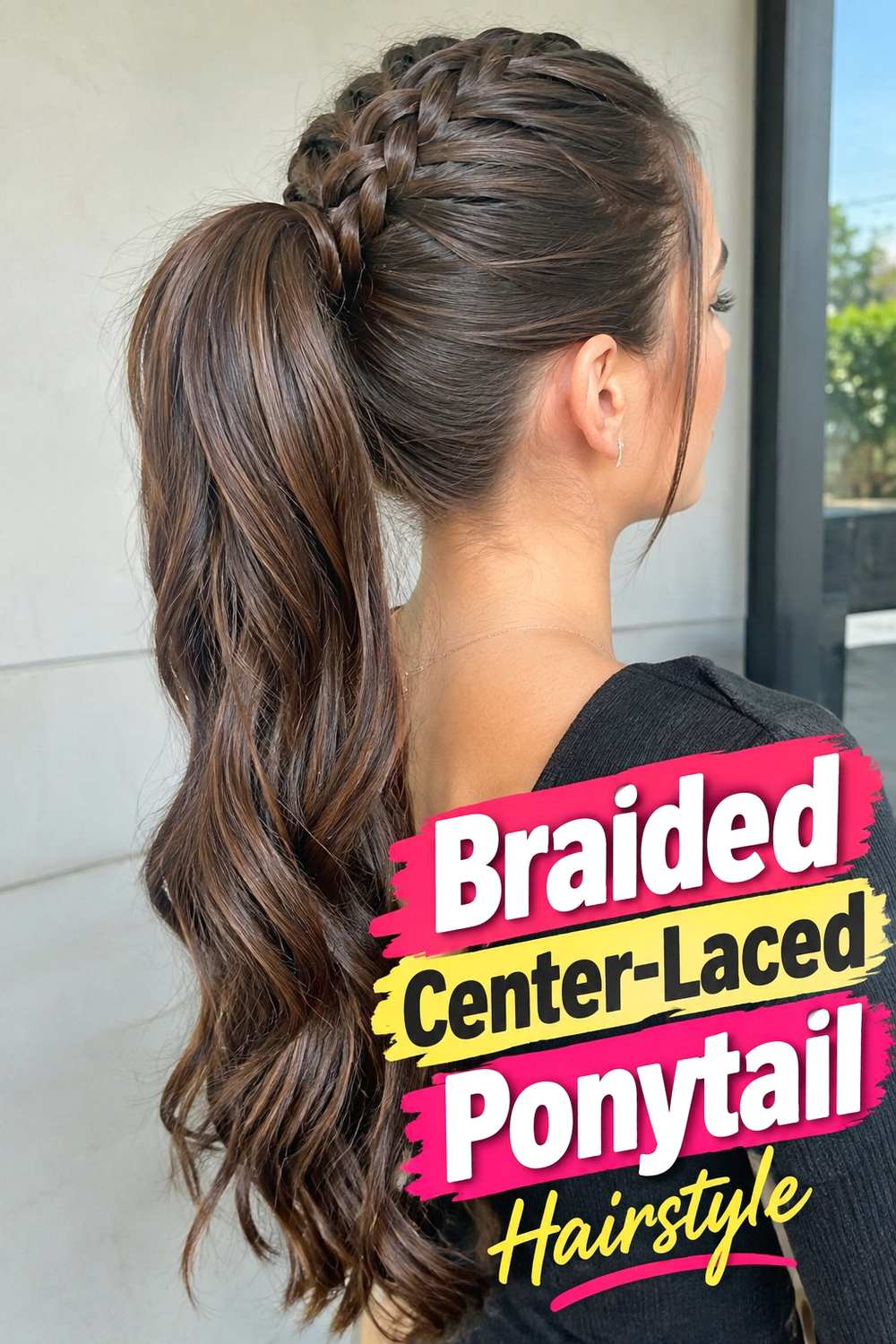 5. Braided Center Laced Ponytail Hairstyle