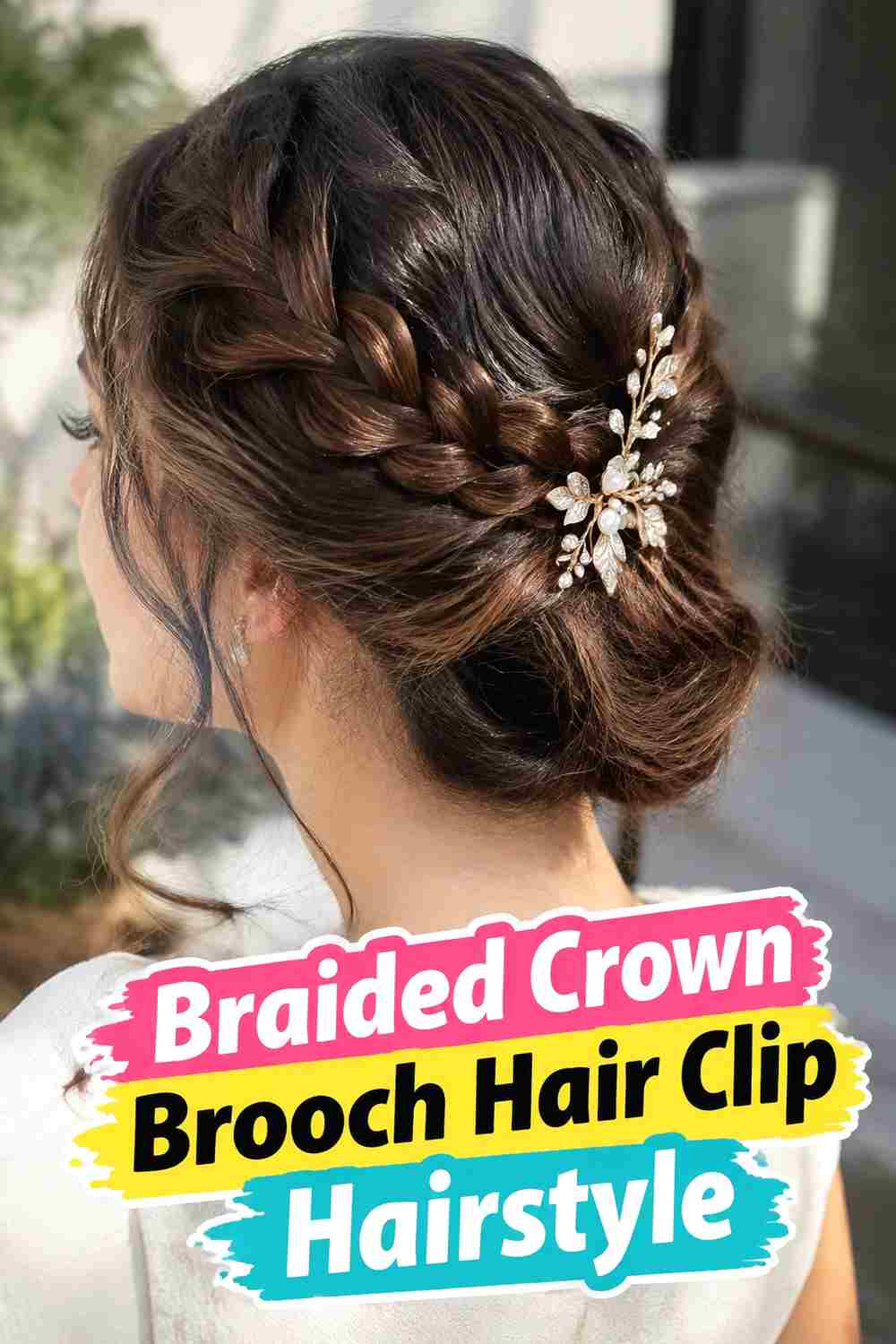 7. Braided Crown Brooch Hair Clip Hairstyle