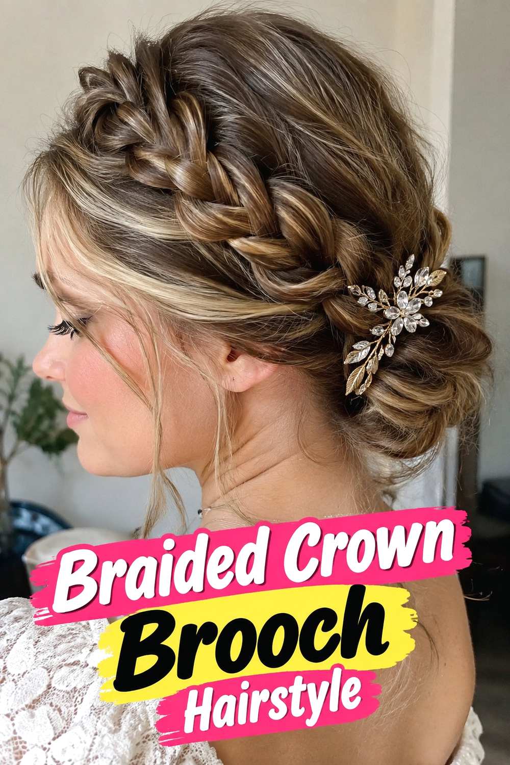 6. Braided Crown Brooch Hairstyle