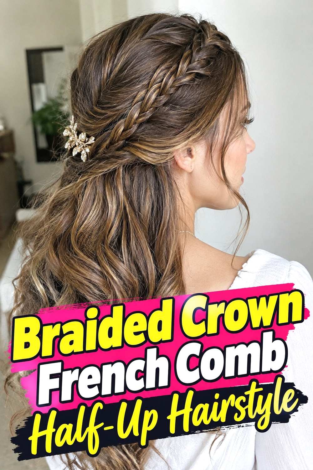 8. Braided Crown French Comb Half Up Hairstyle