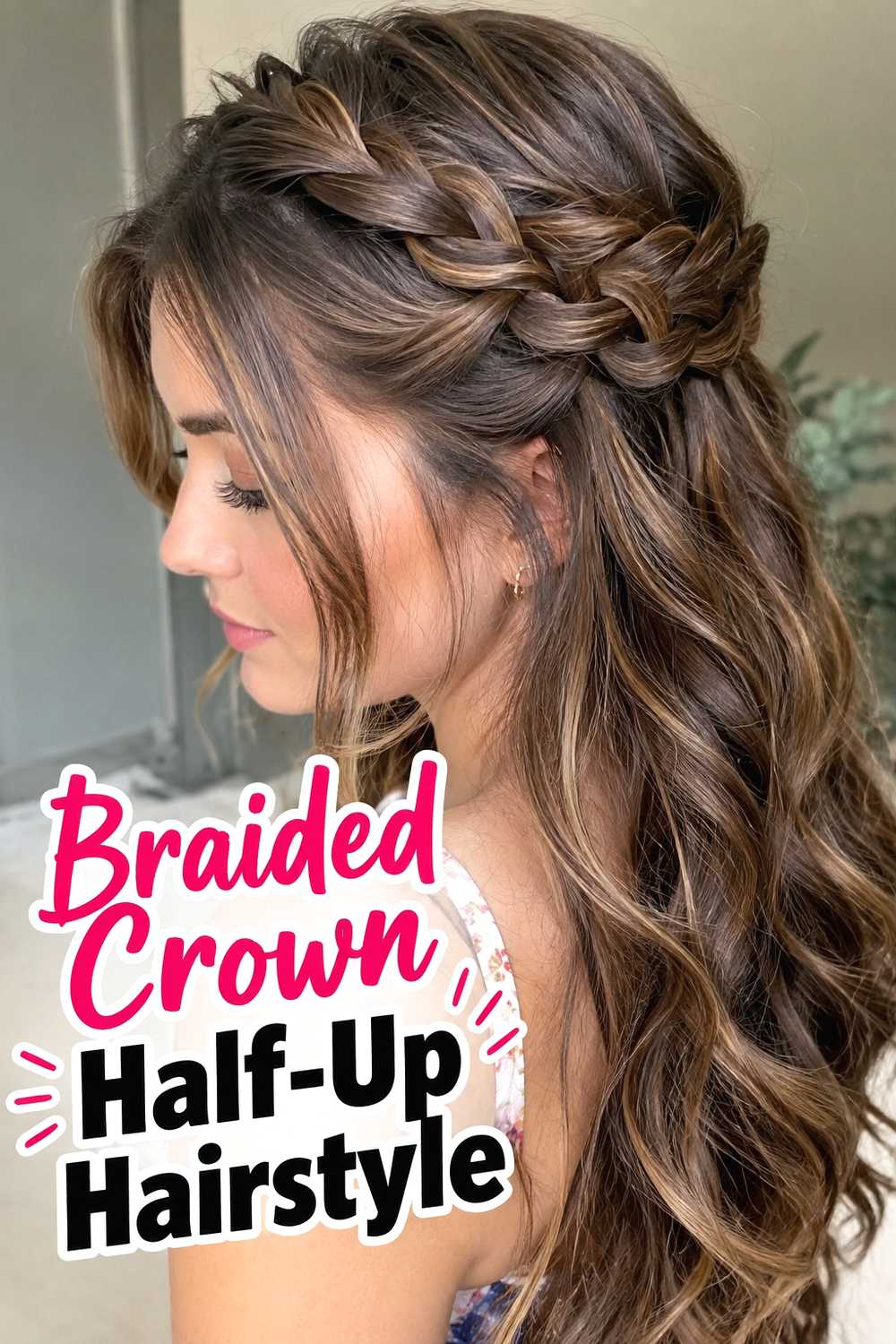 4. Braided Crown Half Up Hairstyle