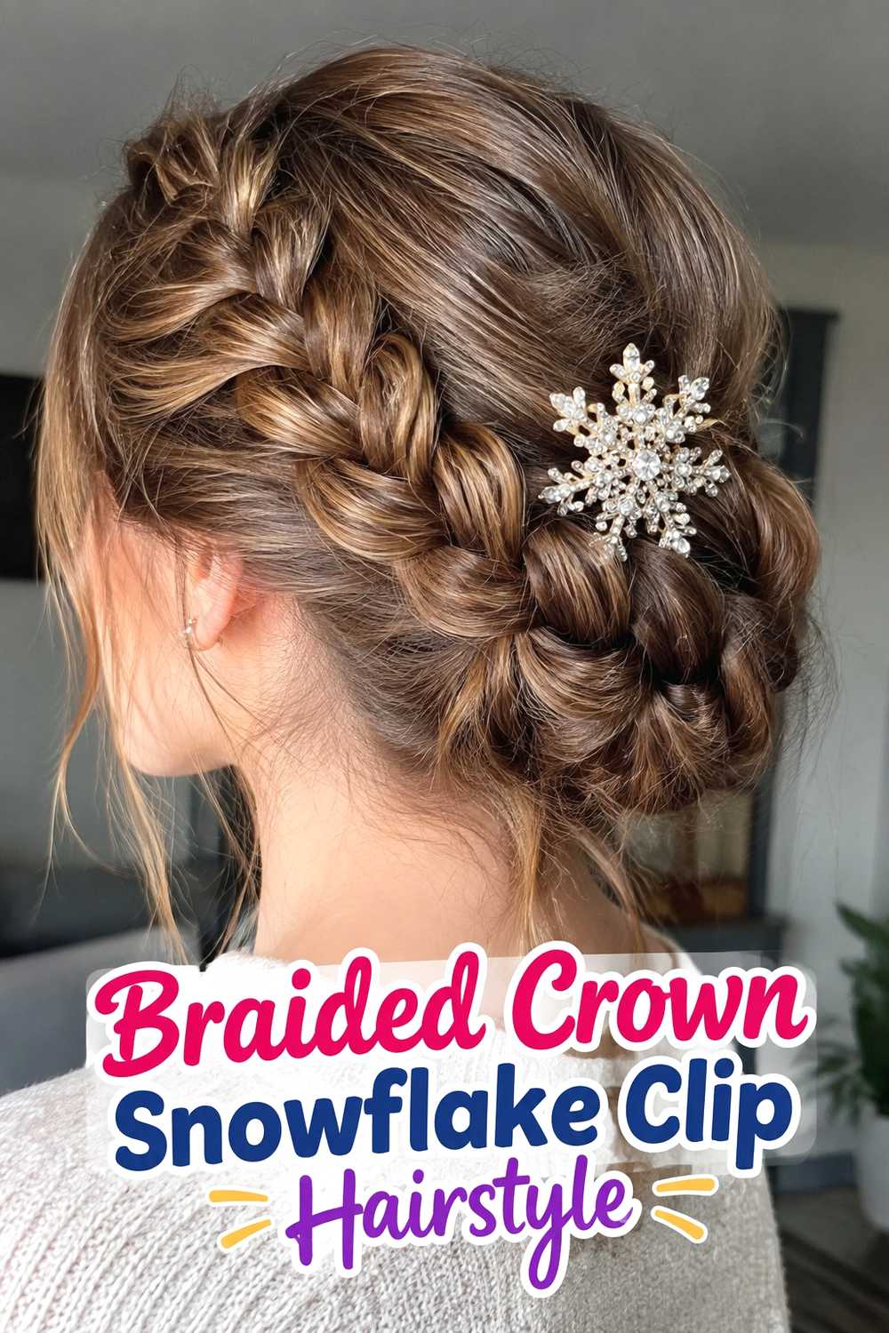 5. Braided Crown Snowflake Clip Hairstyle