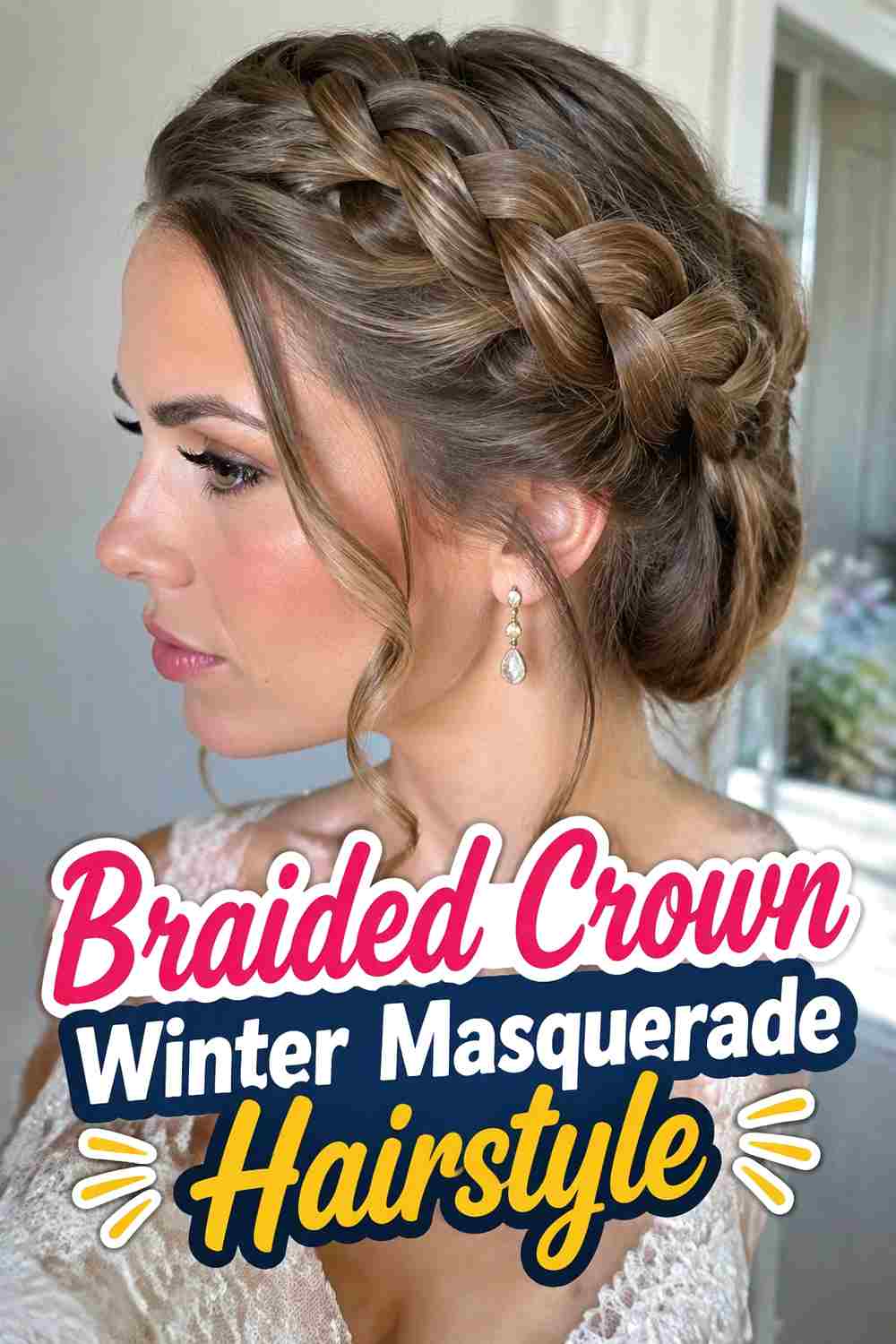 6. Braided Crown Winter Masquerade Hairstyle