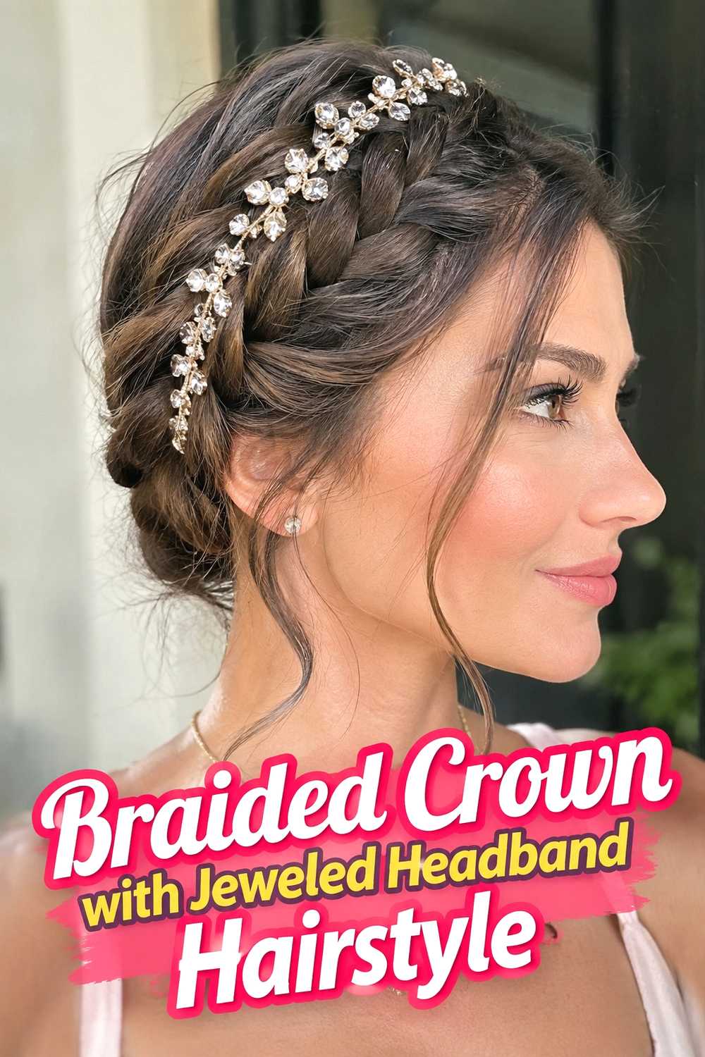 12. Braided Crown With Jeweled Headband Hairstyle