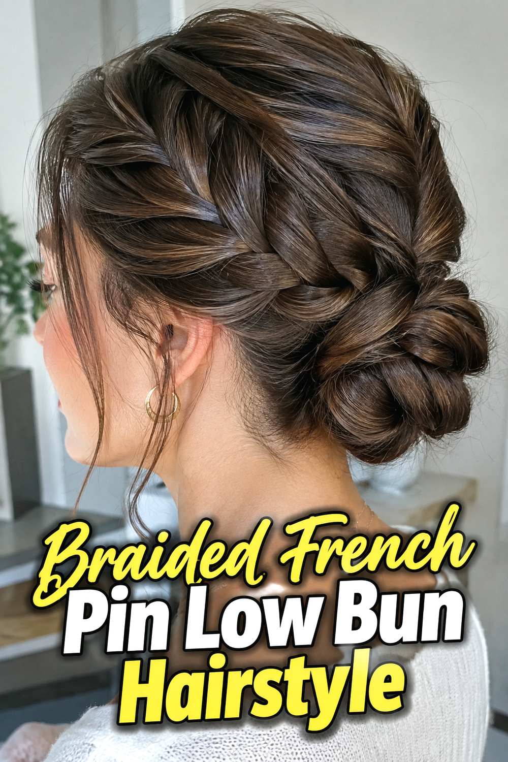 Braided French Pin Low Bun Hairstyle