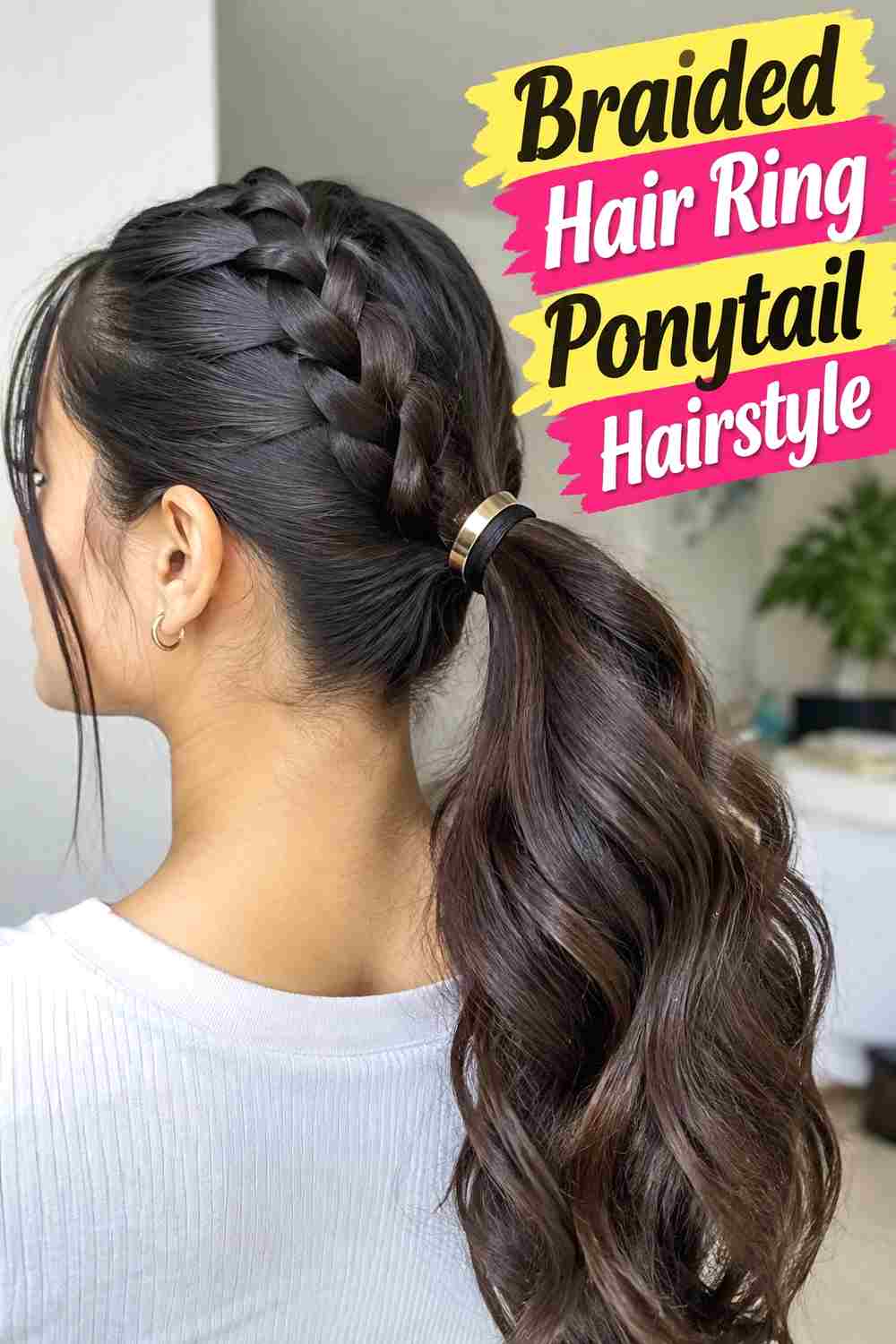 5. Braided Hair Ring Ponytail Hairstyle