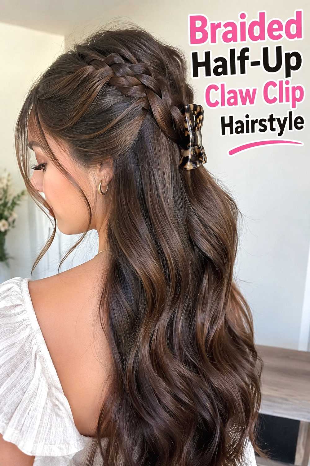 8. Braided Half Up Claw Clip Hairstyle