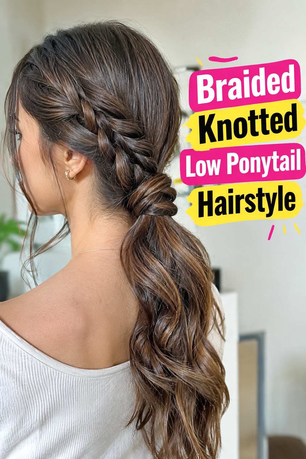 Braided Knotted Low Ponytail Hairstyle
