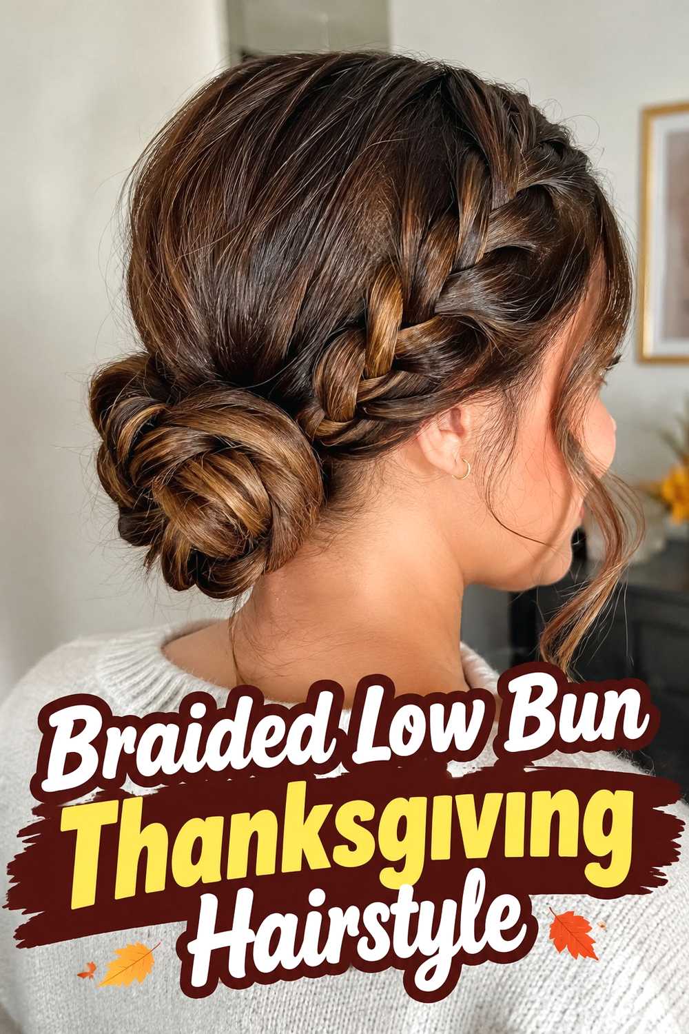 3. Braided Low Bun Thanksgiving Hairstyle