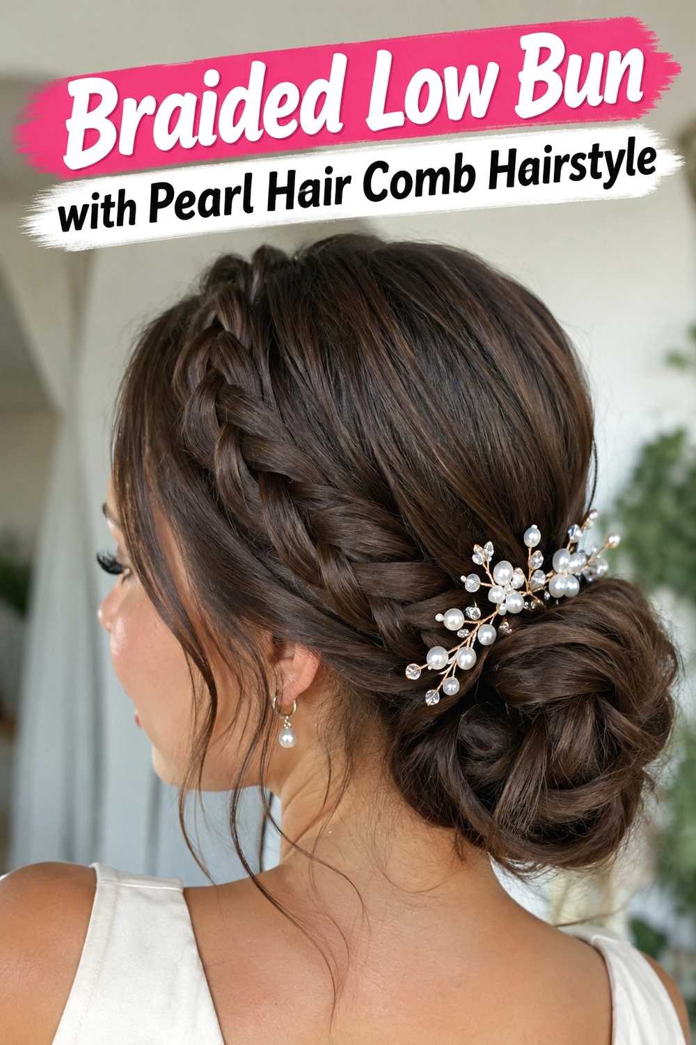 4. Braided Low Bun With Pearl Hair Comb Hairstyle