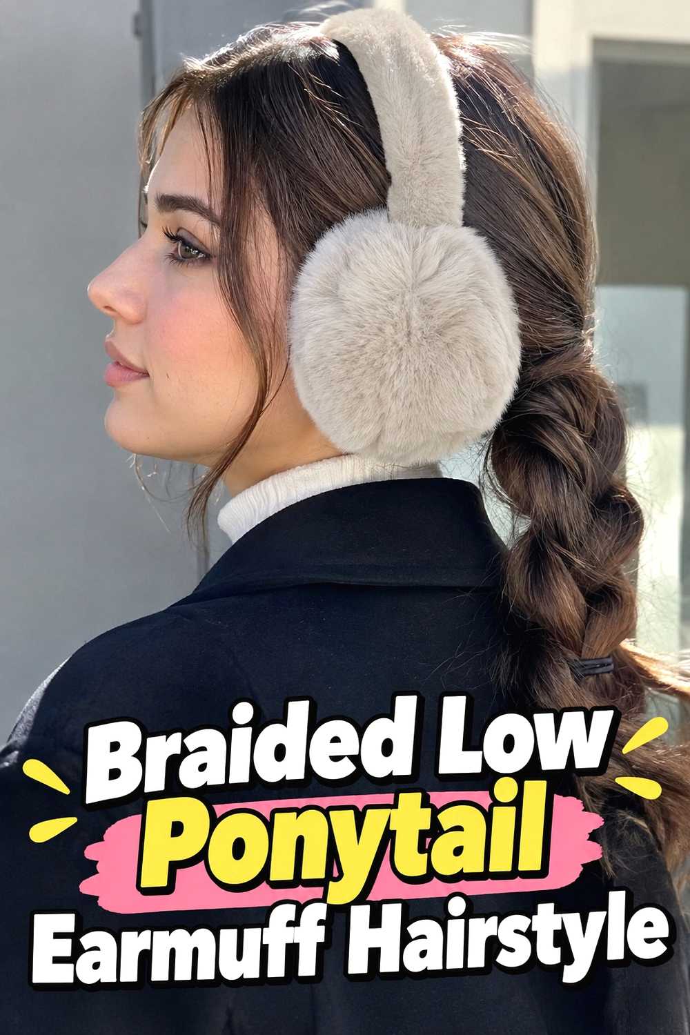 4. Braided Low Ponytail Earmuff Hairstyle
