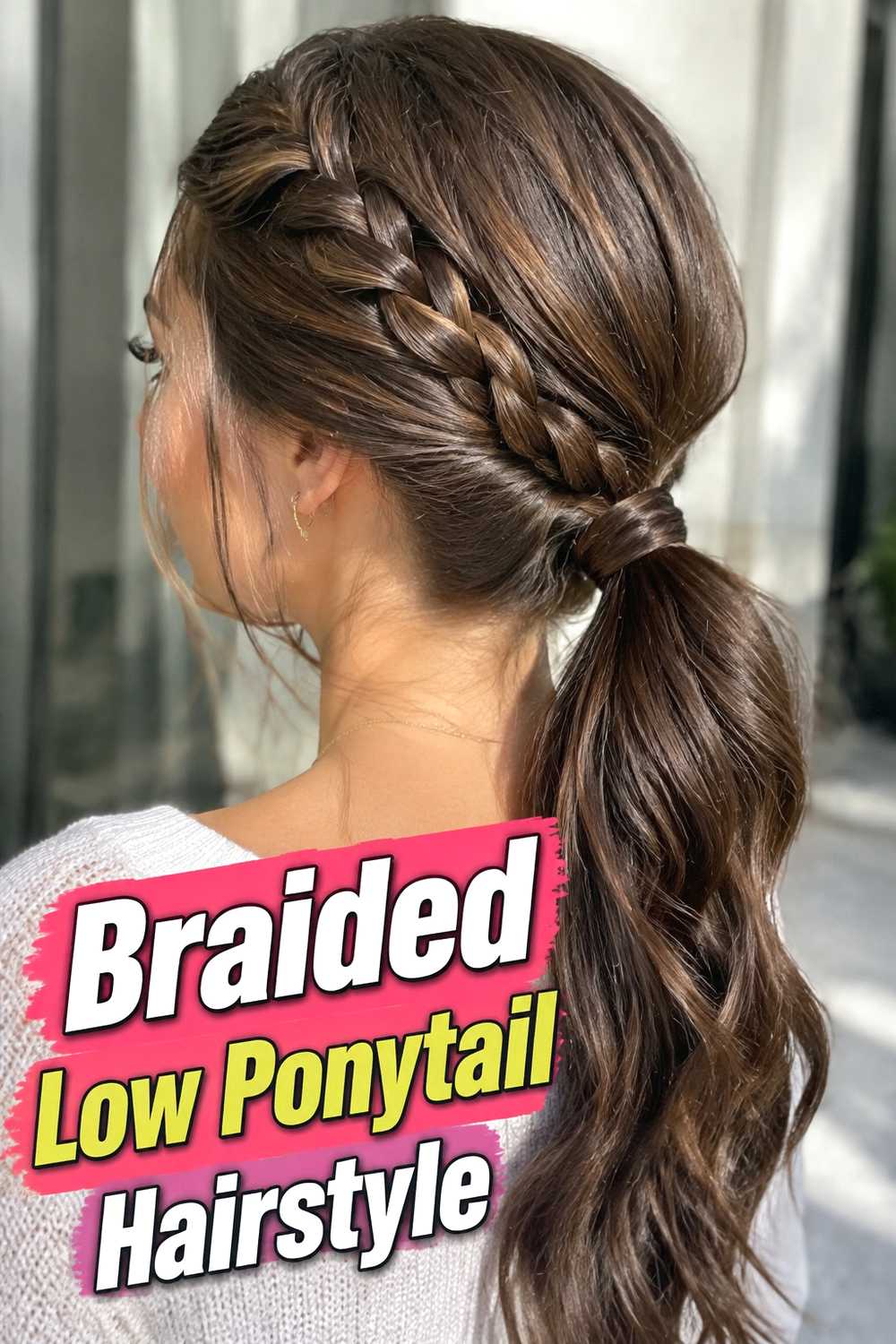 8. Braided Low Ponytail Hairstyle