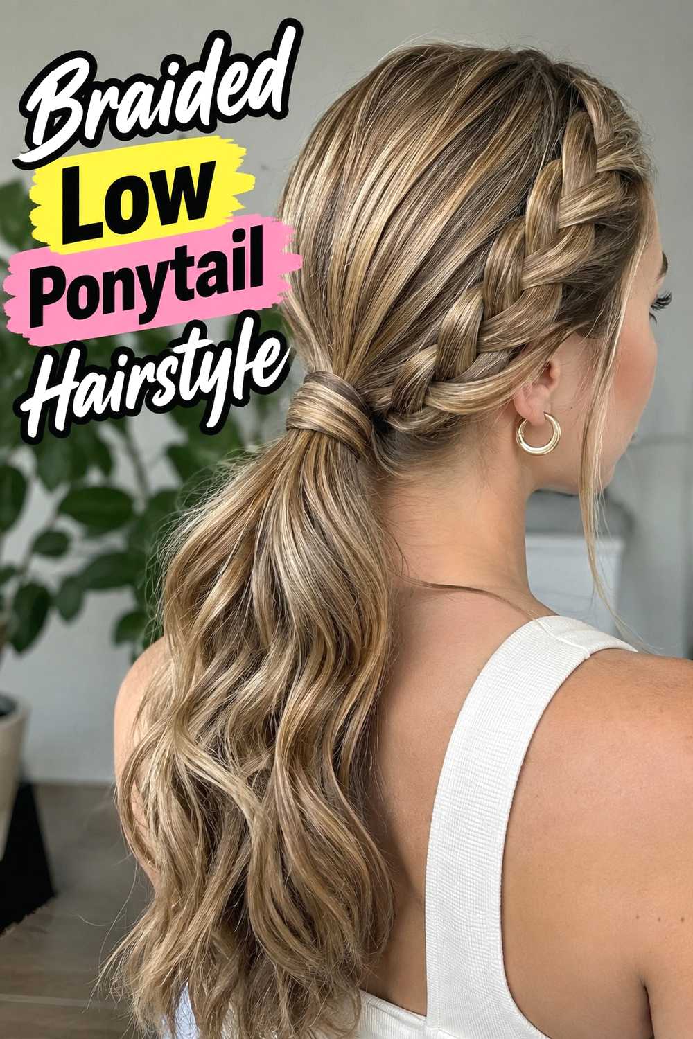 8. Braided Low Ponytail Hairstyle