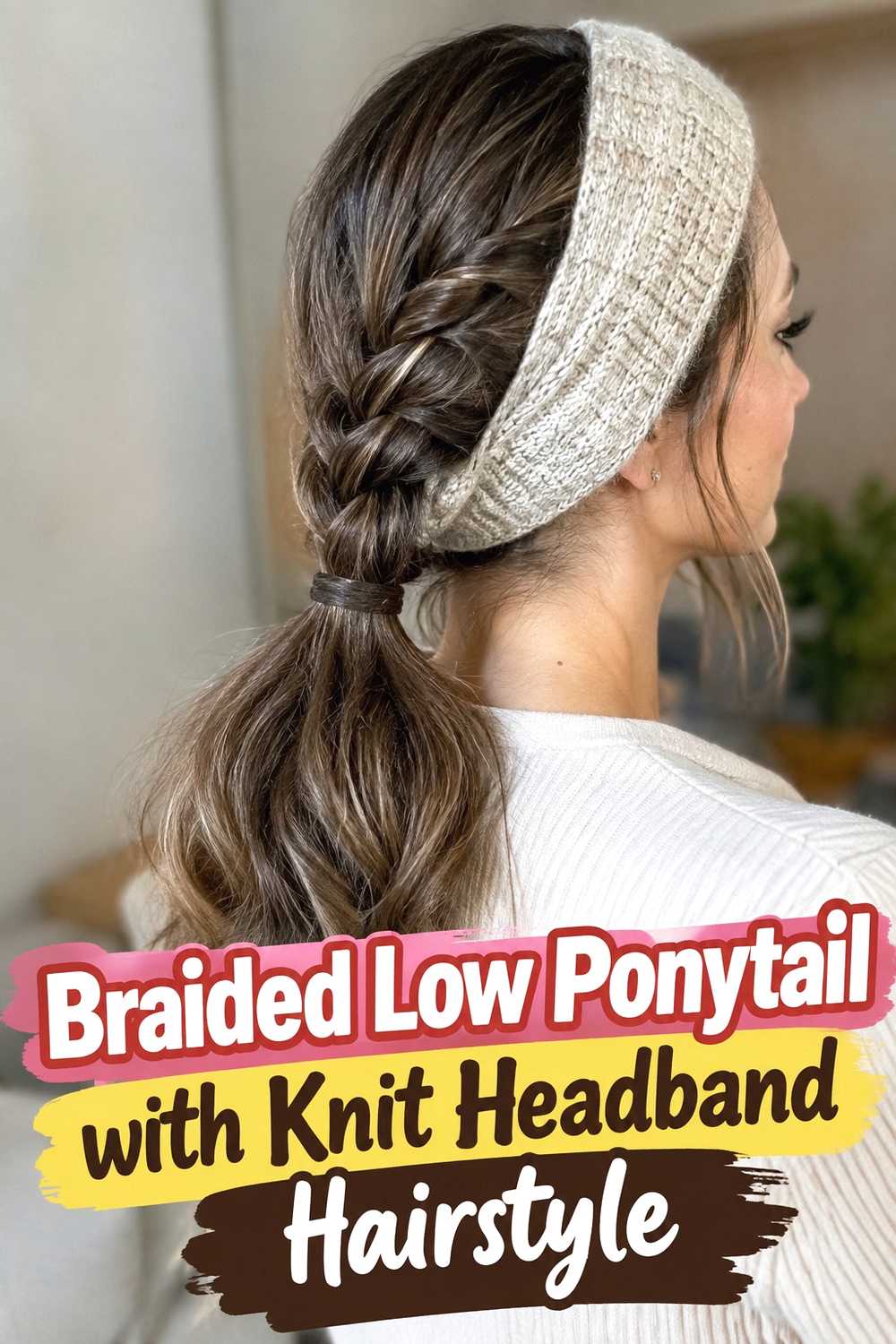 12. Braided Low Ponytail With Knit Headband Hairstyle