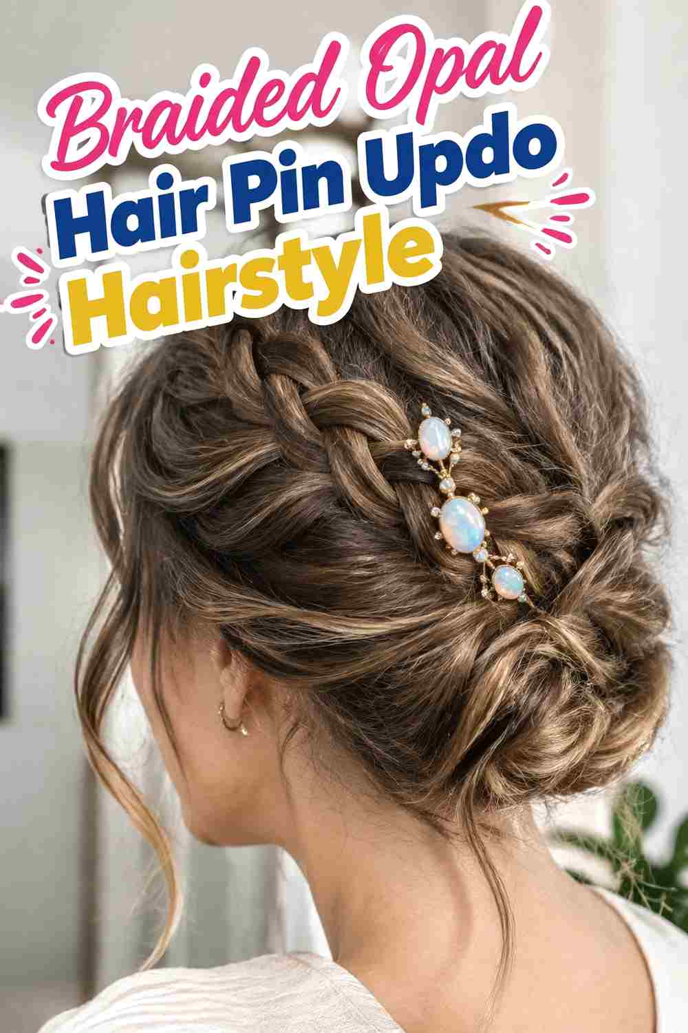 4. Braided Opal Hair Pin Updo Hairstyle