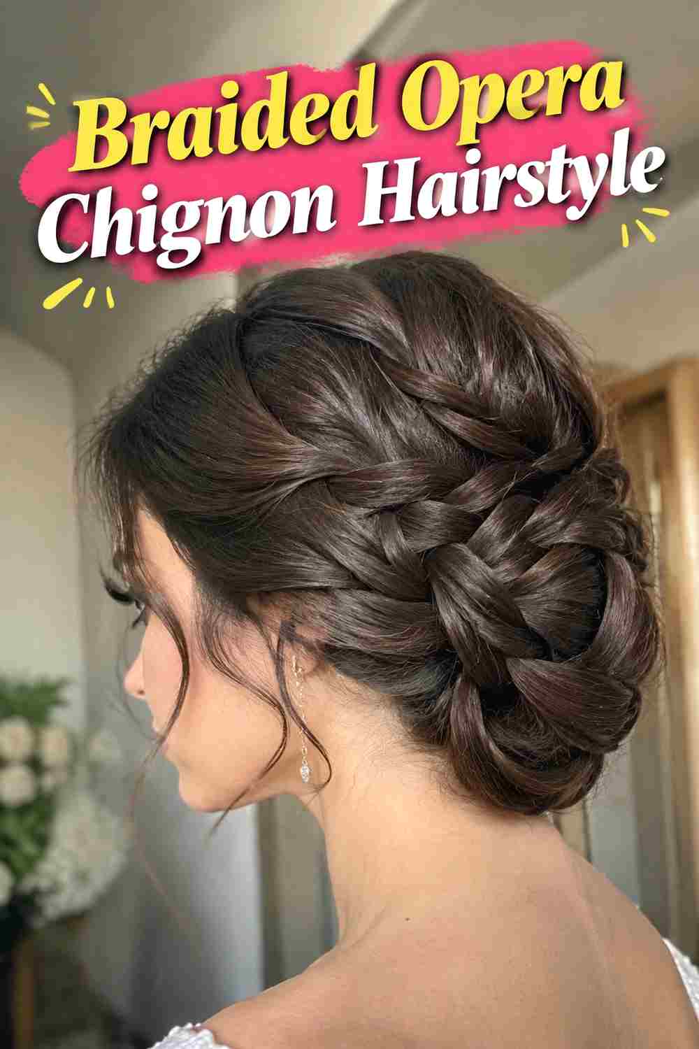 7. Braided Opera Chignon Hairstyle