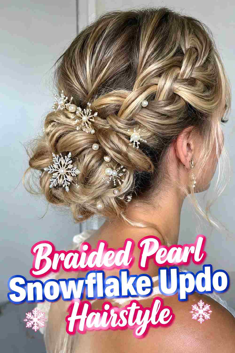 4. Braided Pearl Snowflake Updo Hairstyle