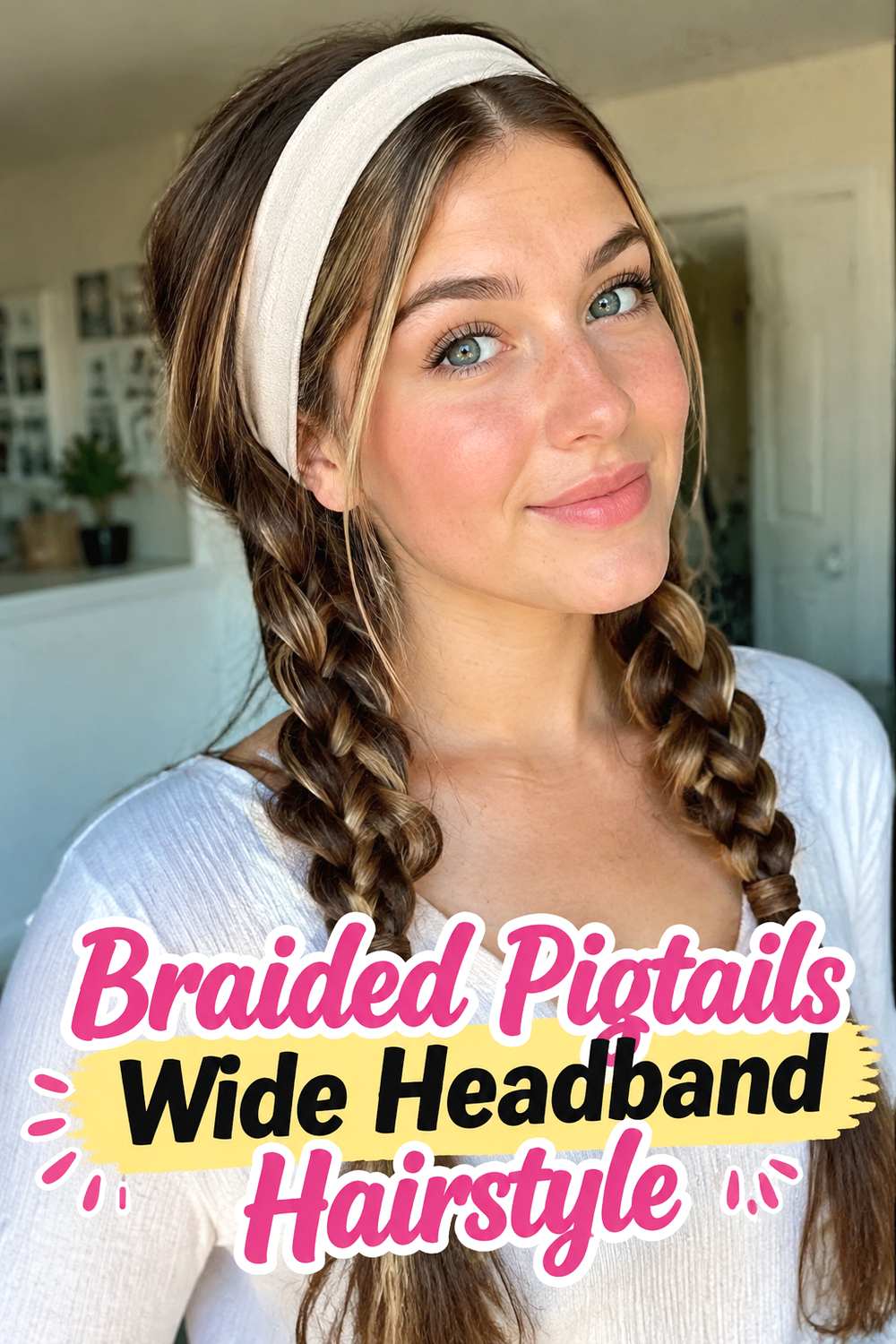 Braided Pigtails Wide Headband Hairstyle